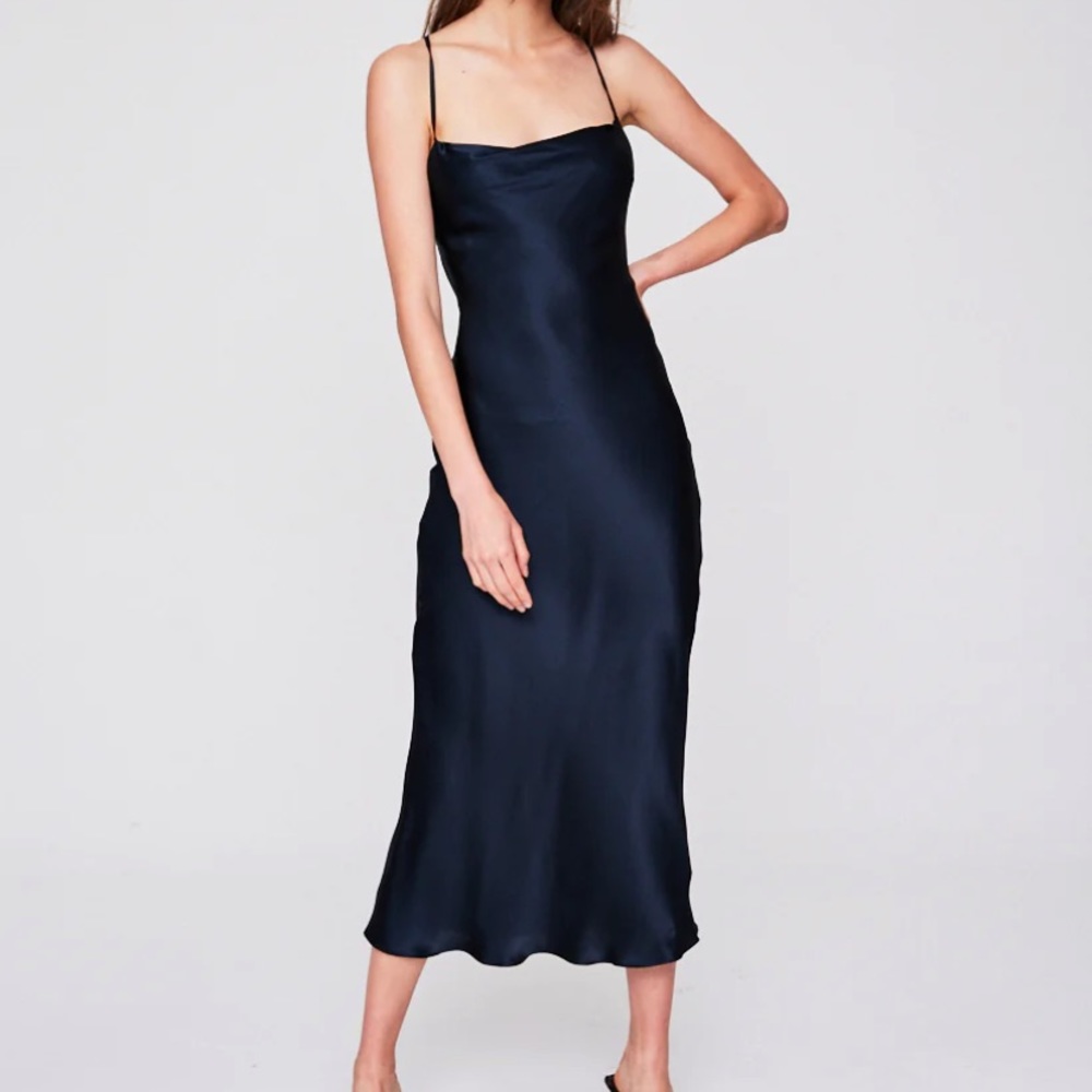 Closet clear out price drop! Stone Cold Fox Temptation Gown -Navy Silk Slipdress